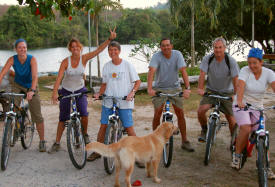 Volunteers on bicycles